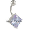 316L Surgical Steel Purple Cubic Zircon Belly Button Ring